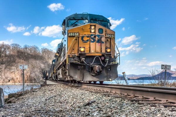 Locomotiva su binari e natura