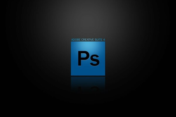 Blaues Photoshop-Logo auf schwarzem Hintergrund