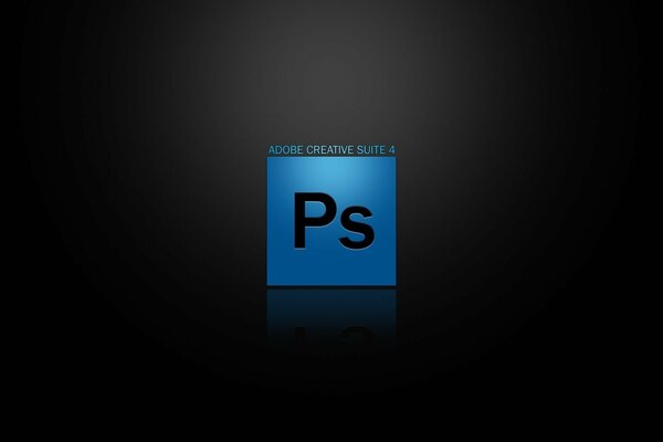 Logo Photoshop bleu sur fond noir