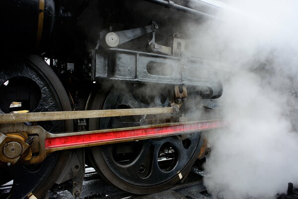 Pore train stop accompanied by smoke