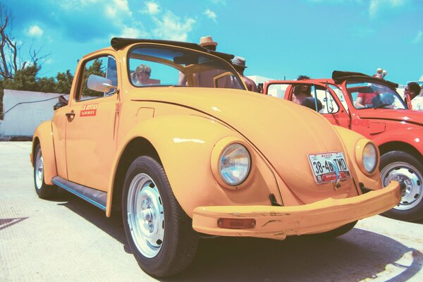 Copia dell annata, giallo auto vw beetle