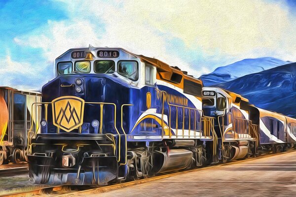 Imagen estilizada de un tren en las montañas