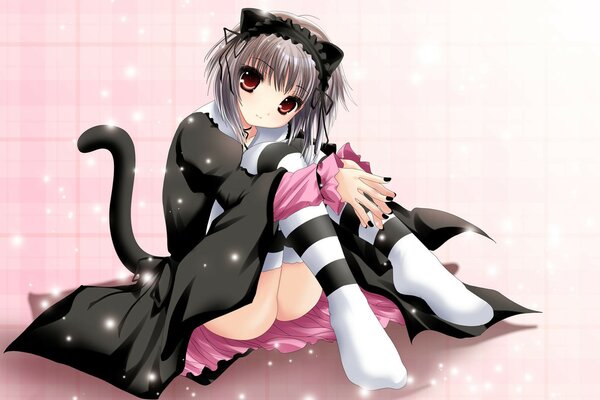 A shy girl in the image of Neko