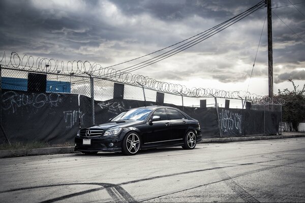 Tuned black mercedes benz c300