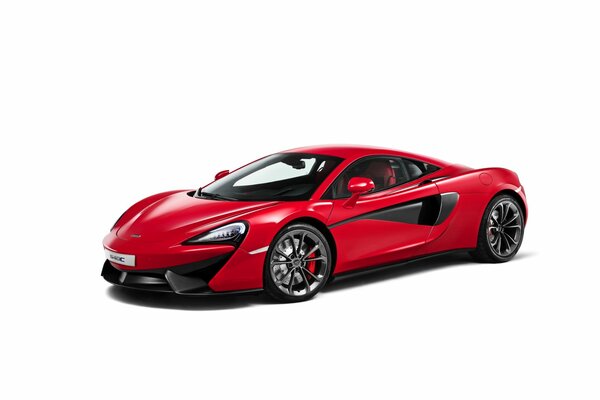 Coche McLaren coupé rojo sobre fondo blanco