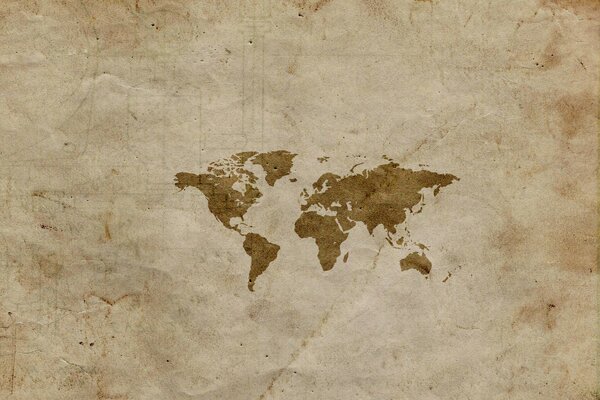World map in beige-brown tones