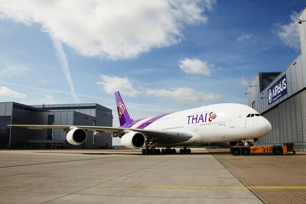 Passenger plane is at the airport