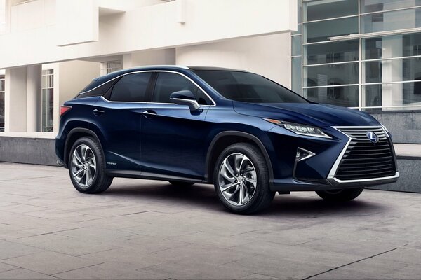 Bild von 2015 blau, Lexus, rx 450h am Gebäude