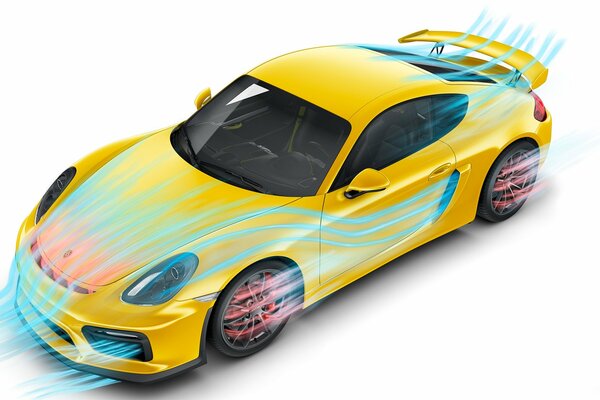 Żółty samochód porsche cayman gt4