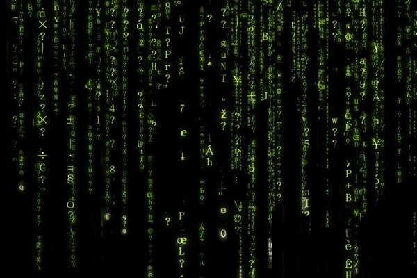 movie Matrix black screen saver with symbols