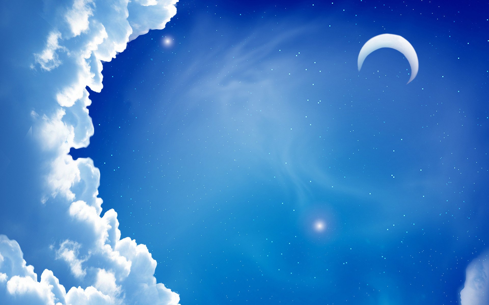 minimalism night the sky the moon a month cloud clouds star star