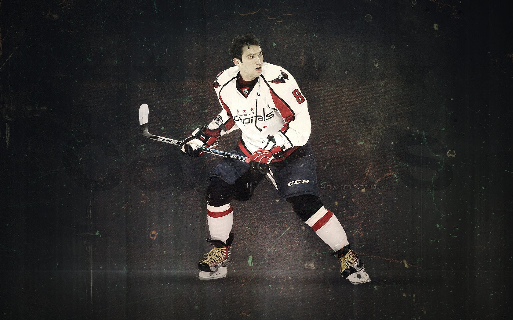 alexander ovechkin giocatore di hockey washington capitals bastone pattini sport hockey sfondo