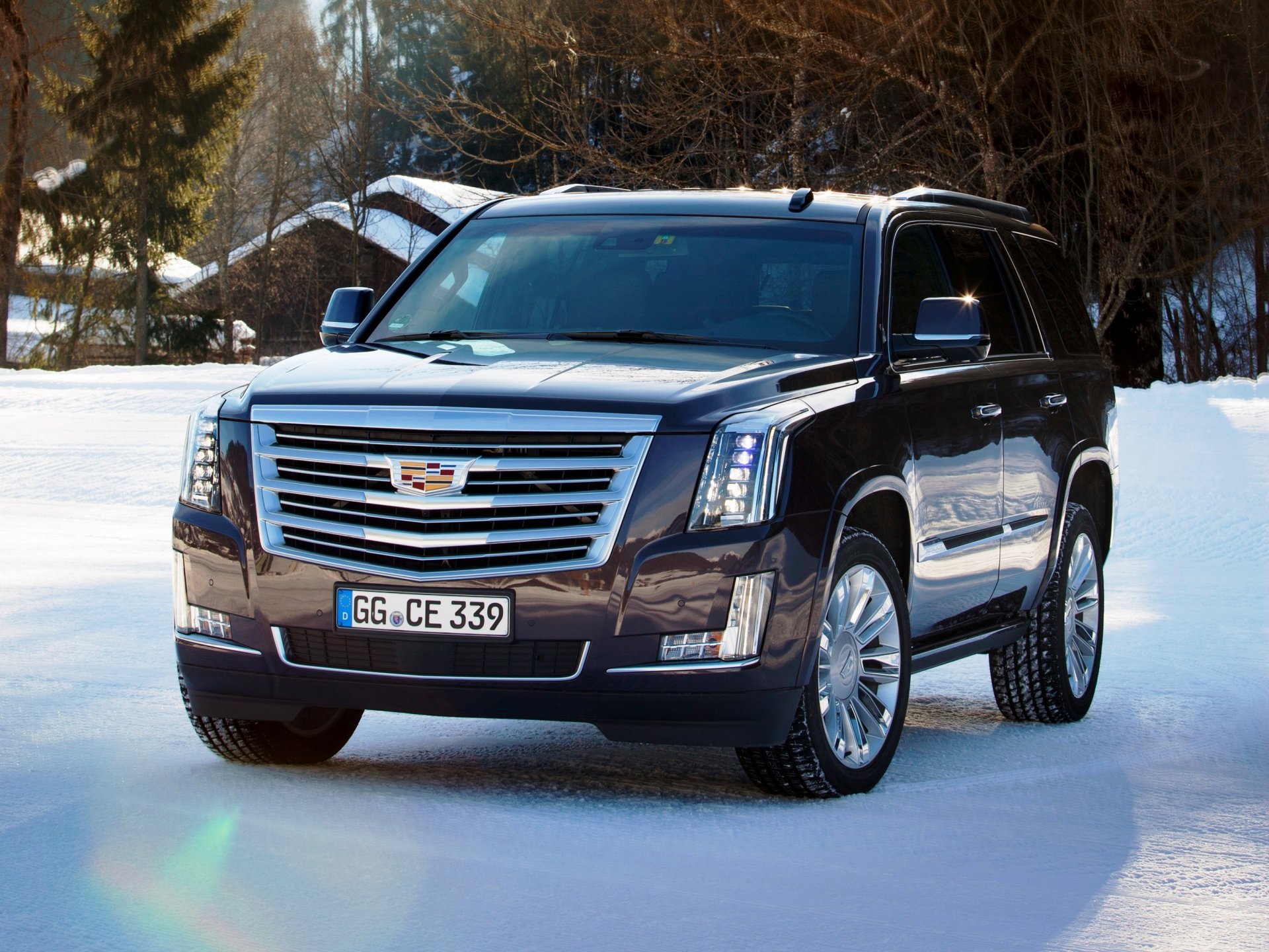 2015 cadillac escalade eu-spec cadillac escalade śnieg zima