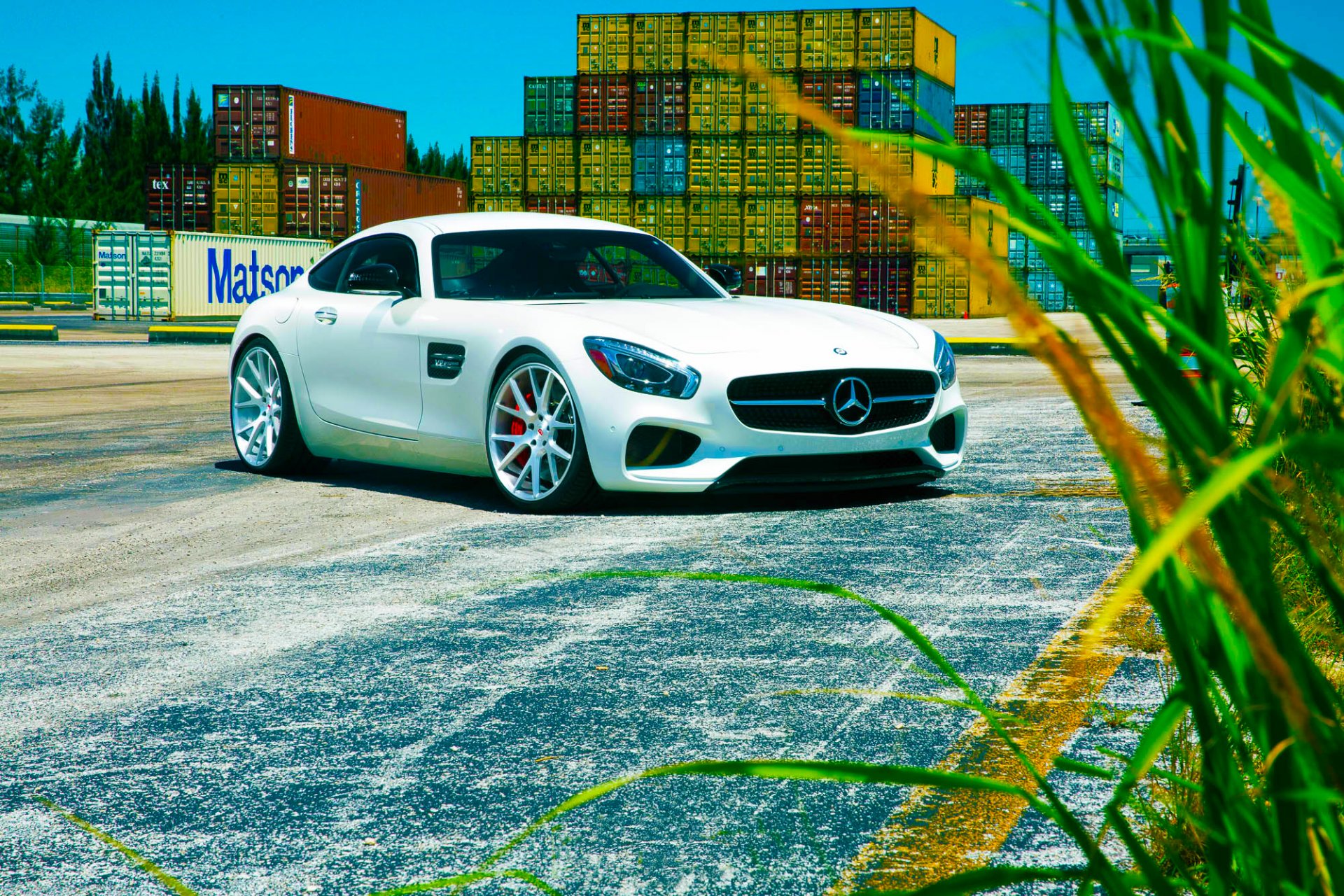 mercedes-benz amg gt s 2015 vossen wheels white color front