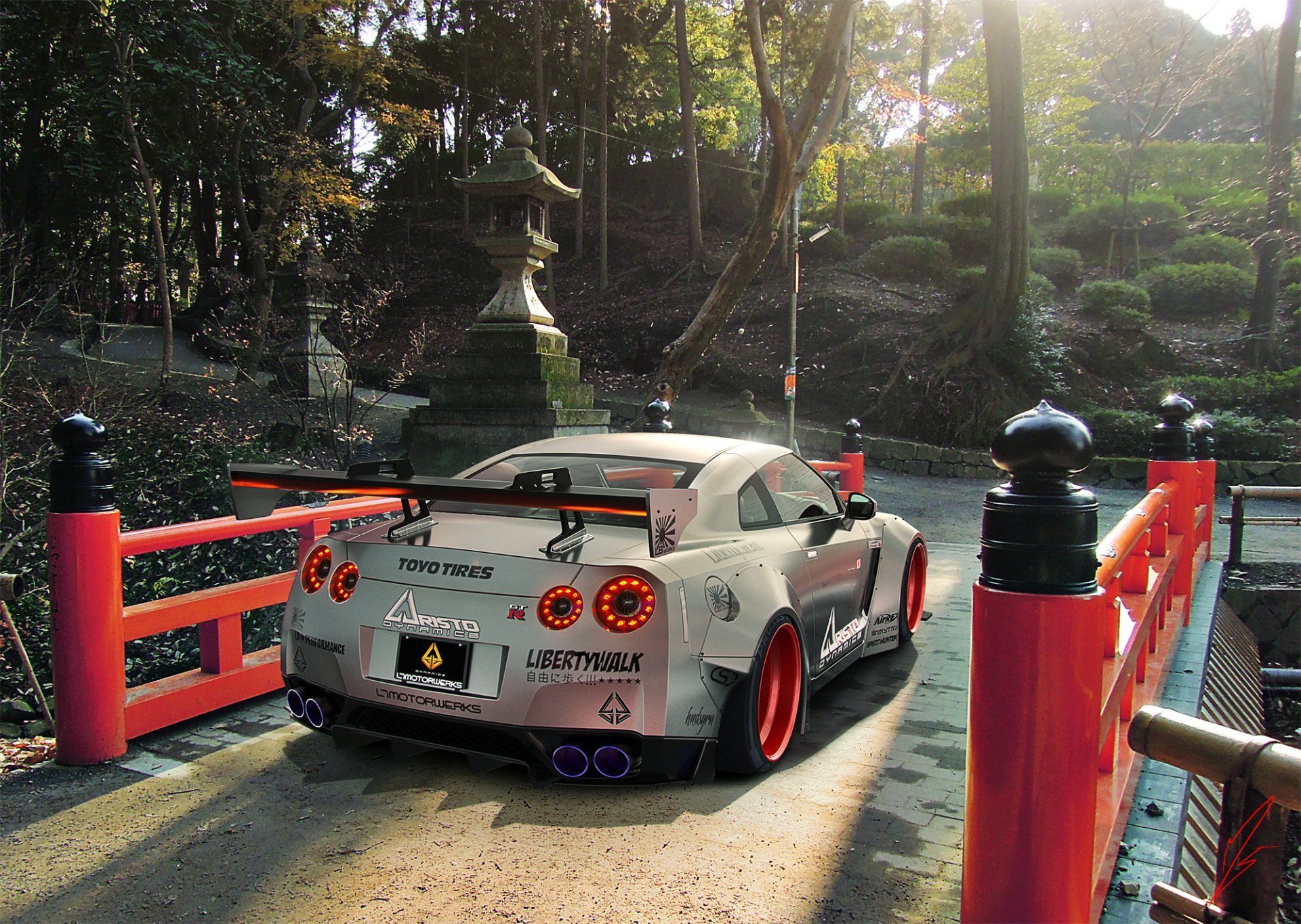 nissan gtr r35 wolność spacer srebrny tył japonia sport samochód