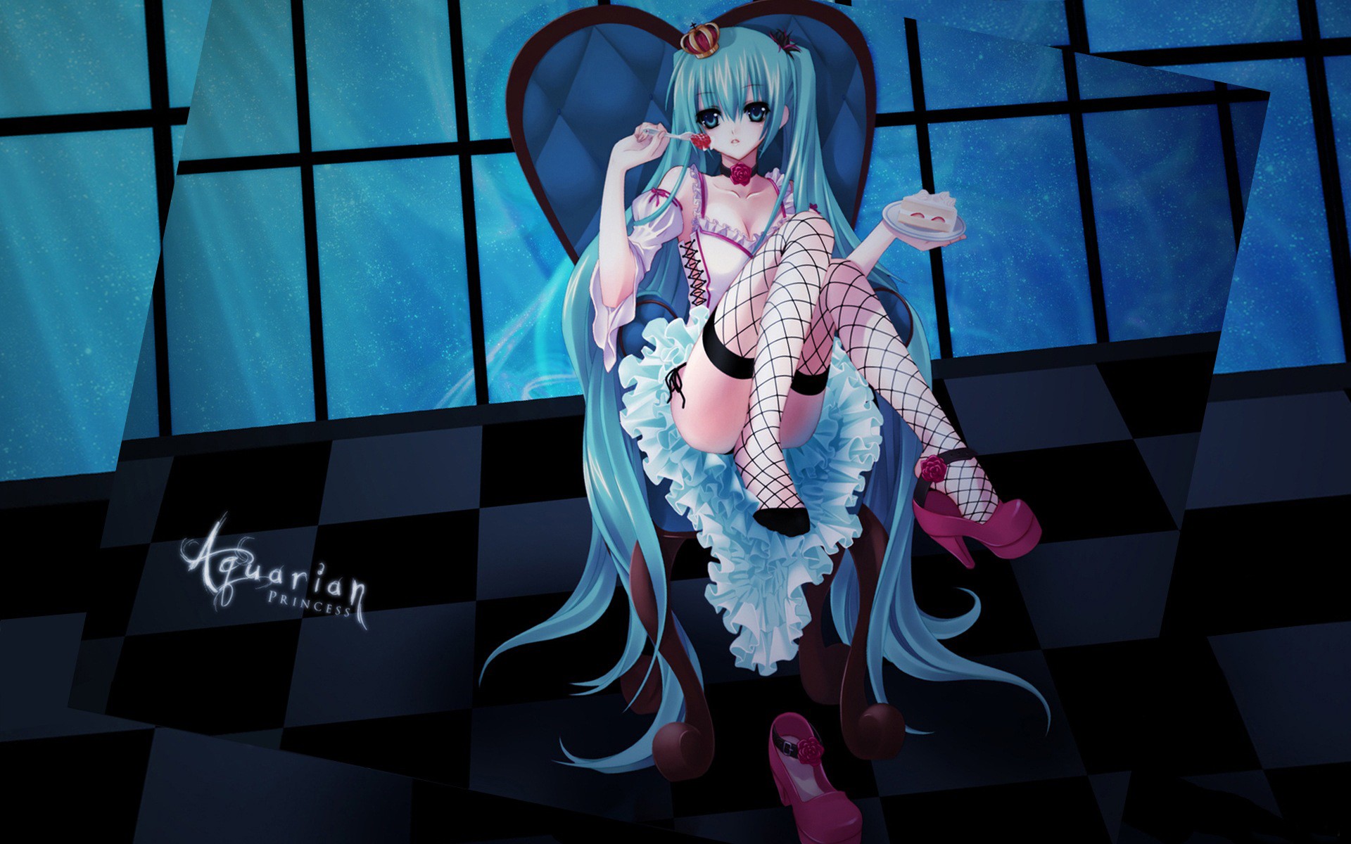 aquarium prinzessin miku stuhl kuchen schuhe