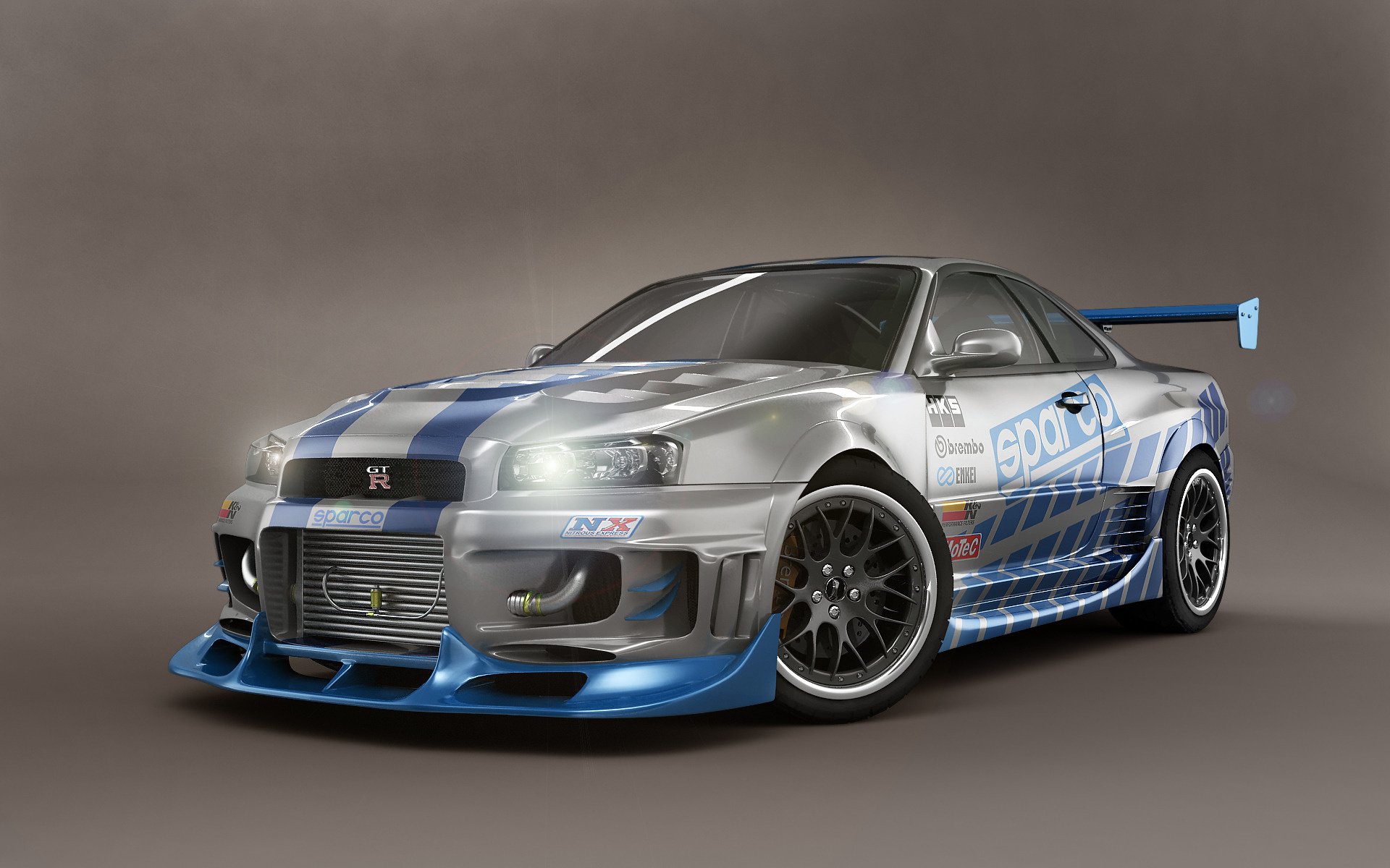 hoot nissan skyline studio auto auto tuning ausstellung stil design silbernes auto airbrush schriftzug licht scheinwerfer nissan pkw transport kraftfahrzeuge