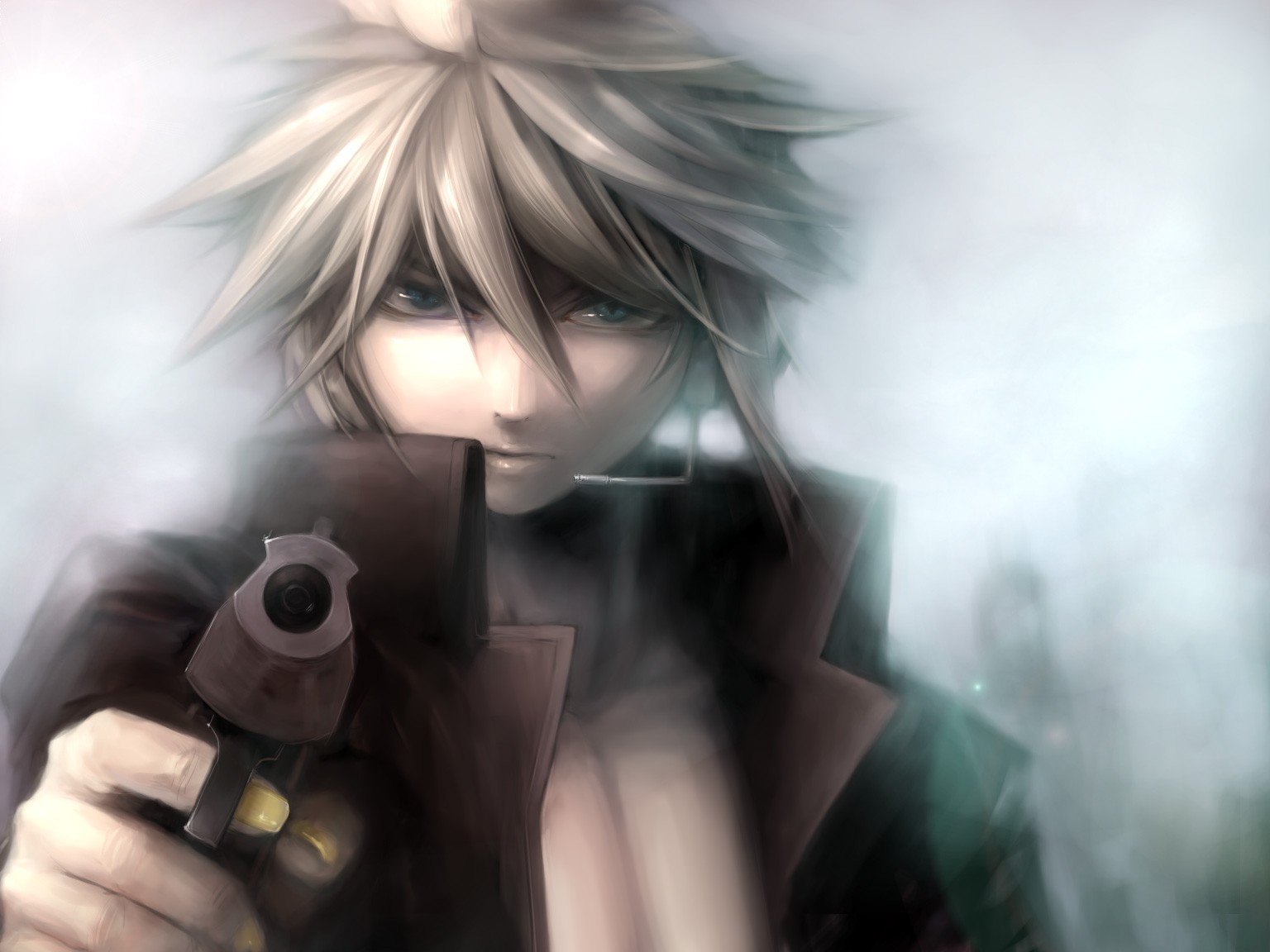 blonde blue eyes gun headphones kagamine len short hair vocaloid