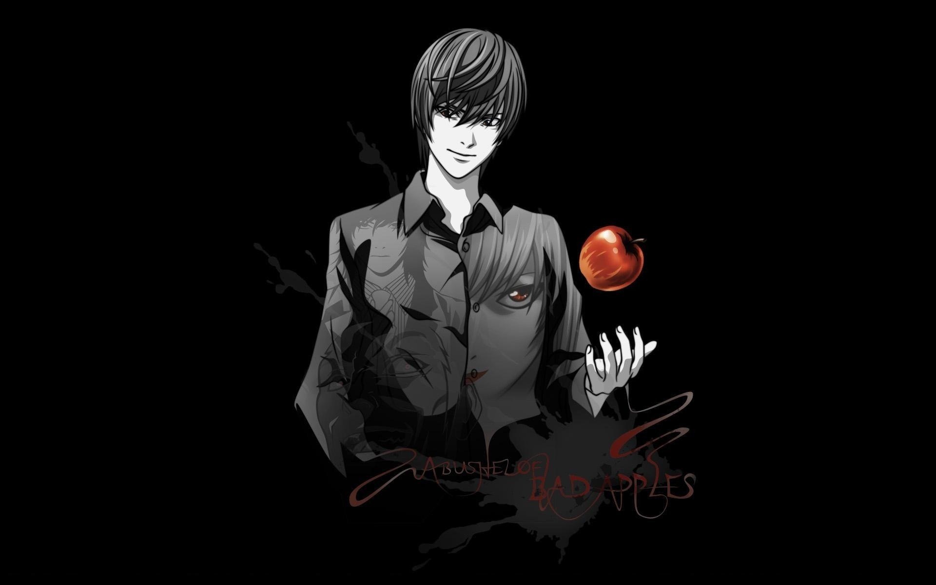 anime lite yagami kira jabłko kira death note death note rysunki men-a