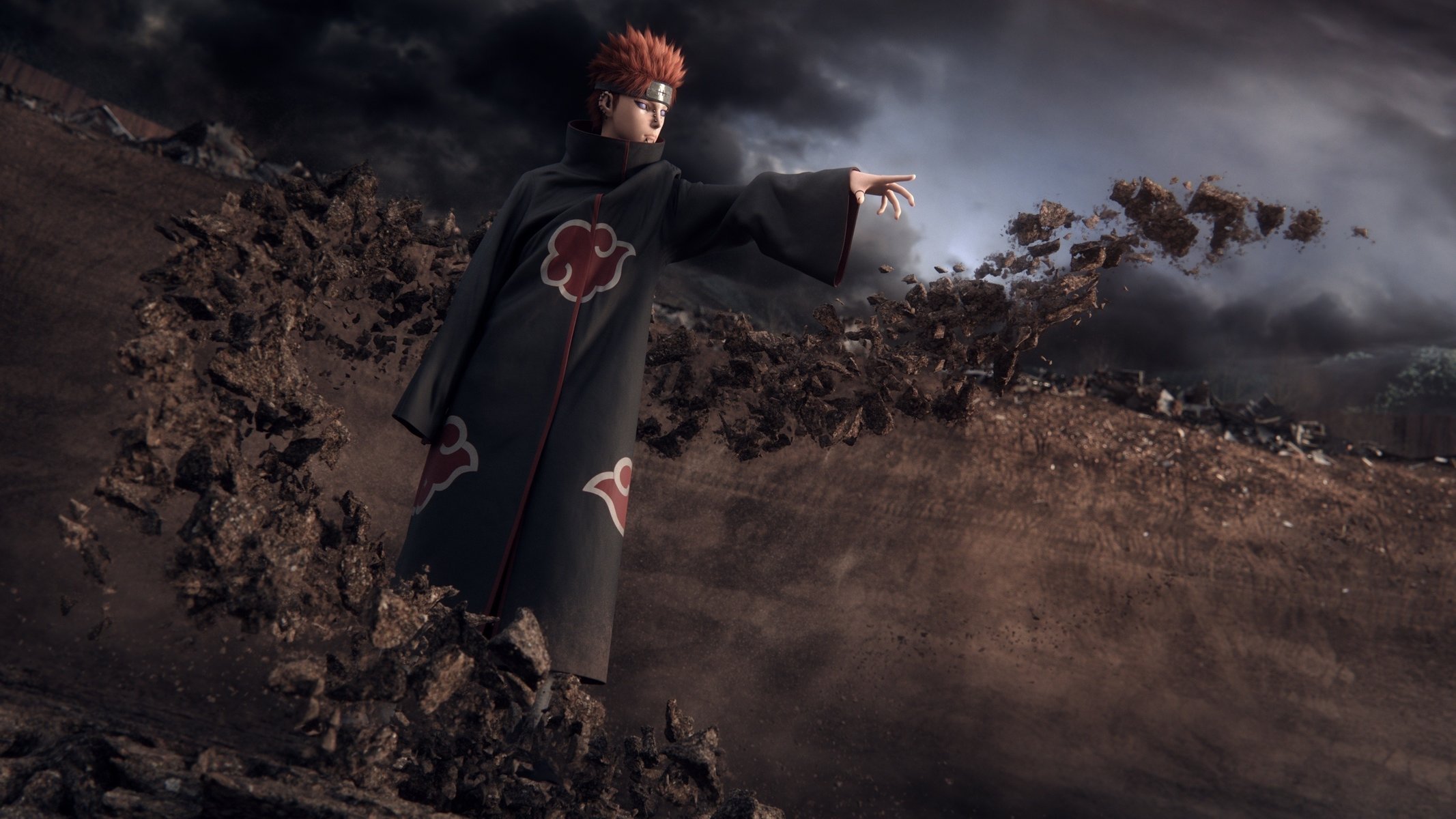 anime akatsuki akatsuki guy naruto naruto pain piercing pain akatsuki stones ninja bandana bandage ring redhead men-a drawing