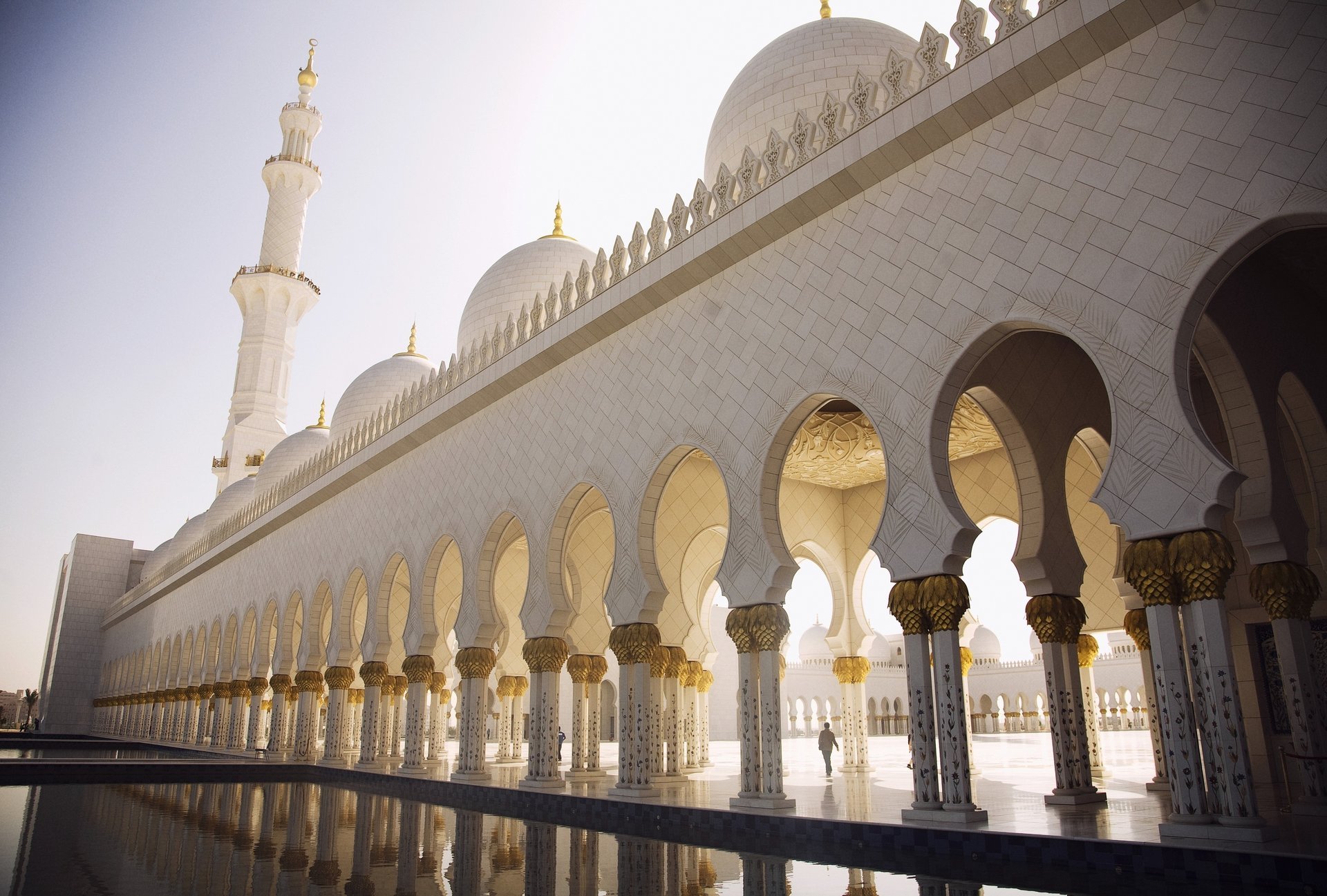 abu dhabi minarett abu dhabi scheich-zayed-moschee bögen platz kuppeln religion