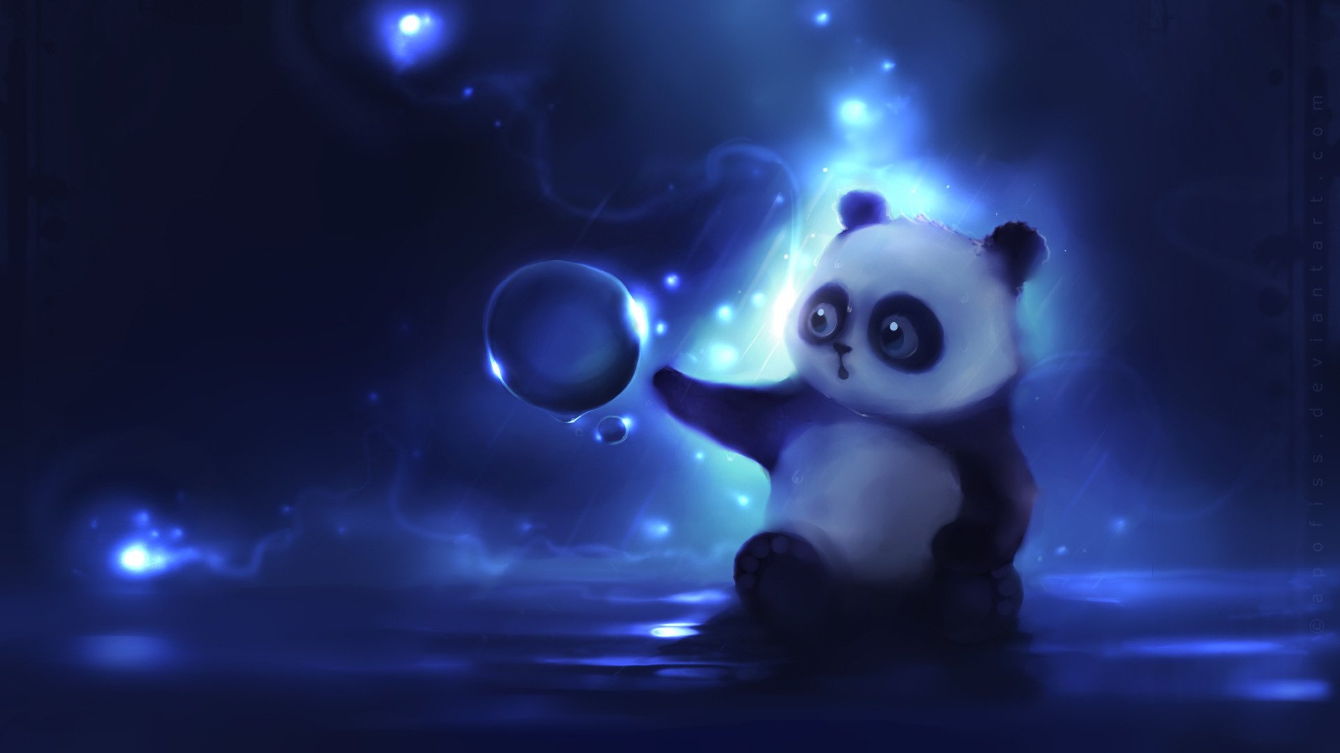 panda author bear ball curiosity figure apofiss background night light bubbles eyes bears doll drawings anime