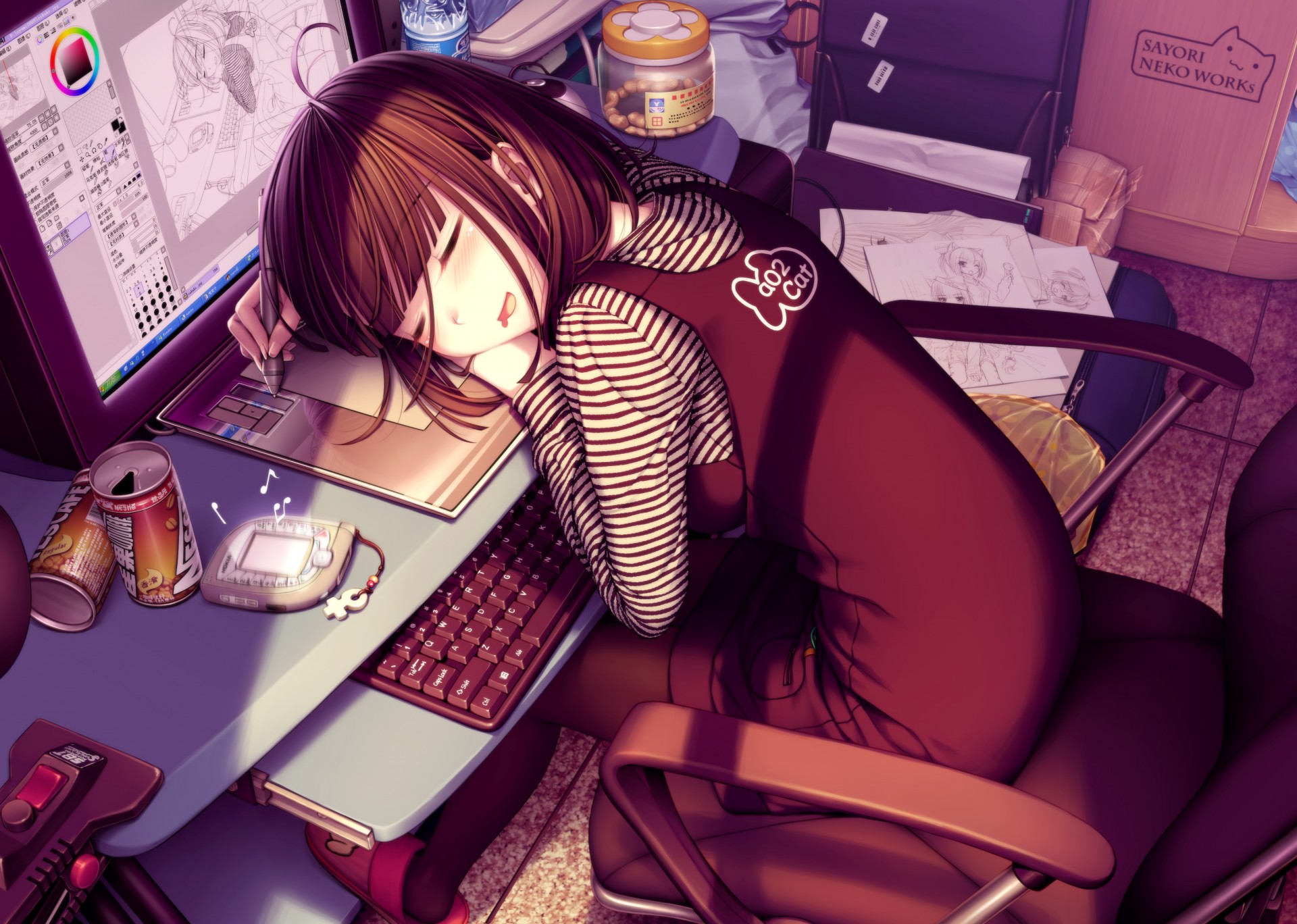 computer nekoworks sayori sleep tagme