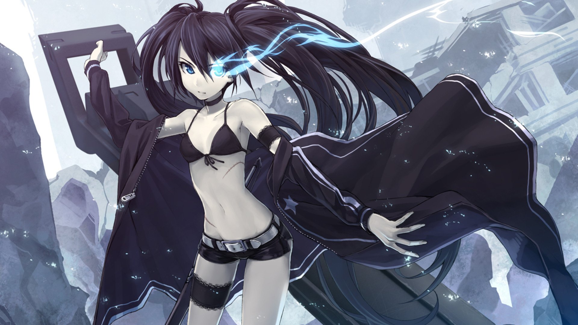 anime shinobu yoshioka black rock shooter mato kuroi black rock shooter dziewczyny-a twarz-a oczy-a rysunki