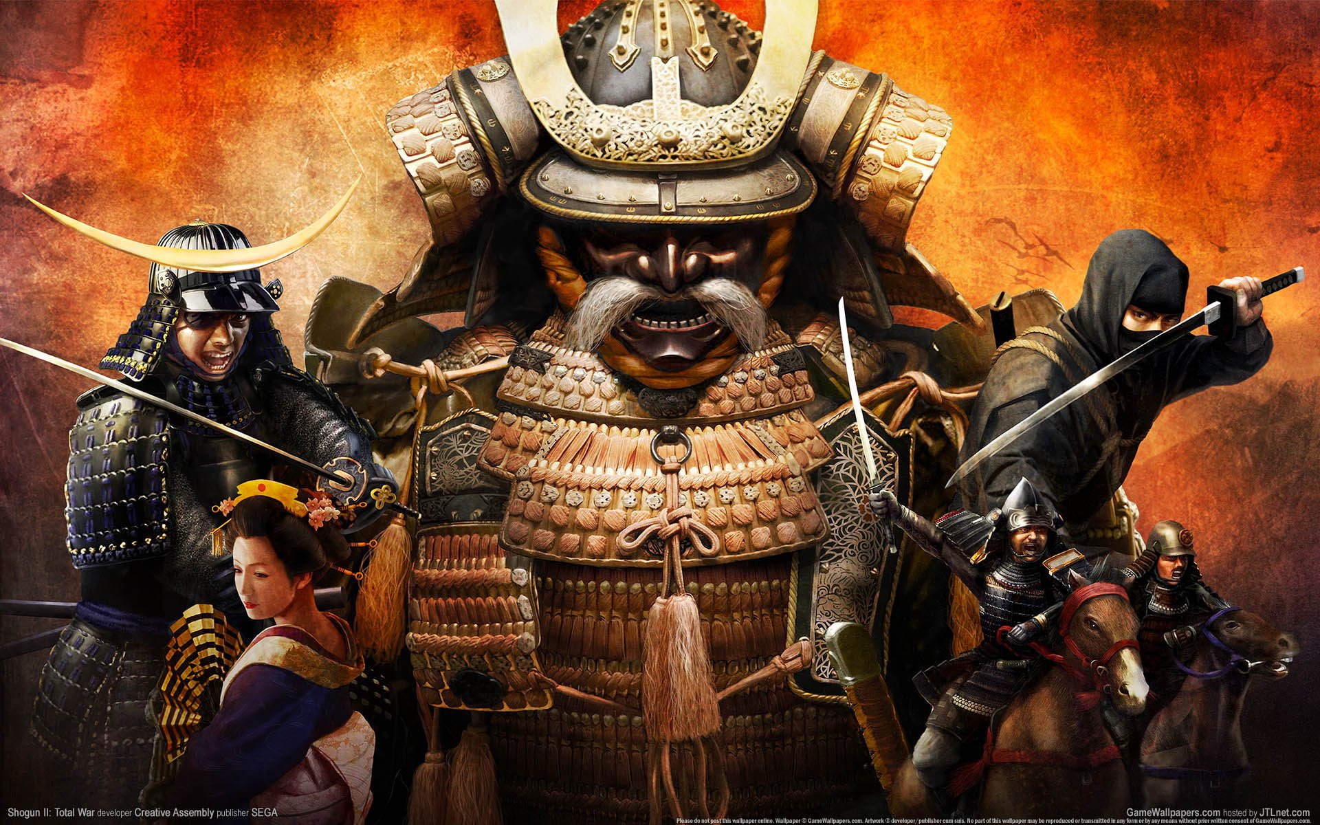 hogun total war wide wall japón enmascarado fondos de pantalla espada katana fondo amarillo jinete samurai guerreros cuernos chica ninja dibujos anime samurai-a guerrero-a