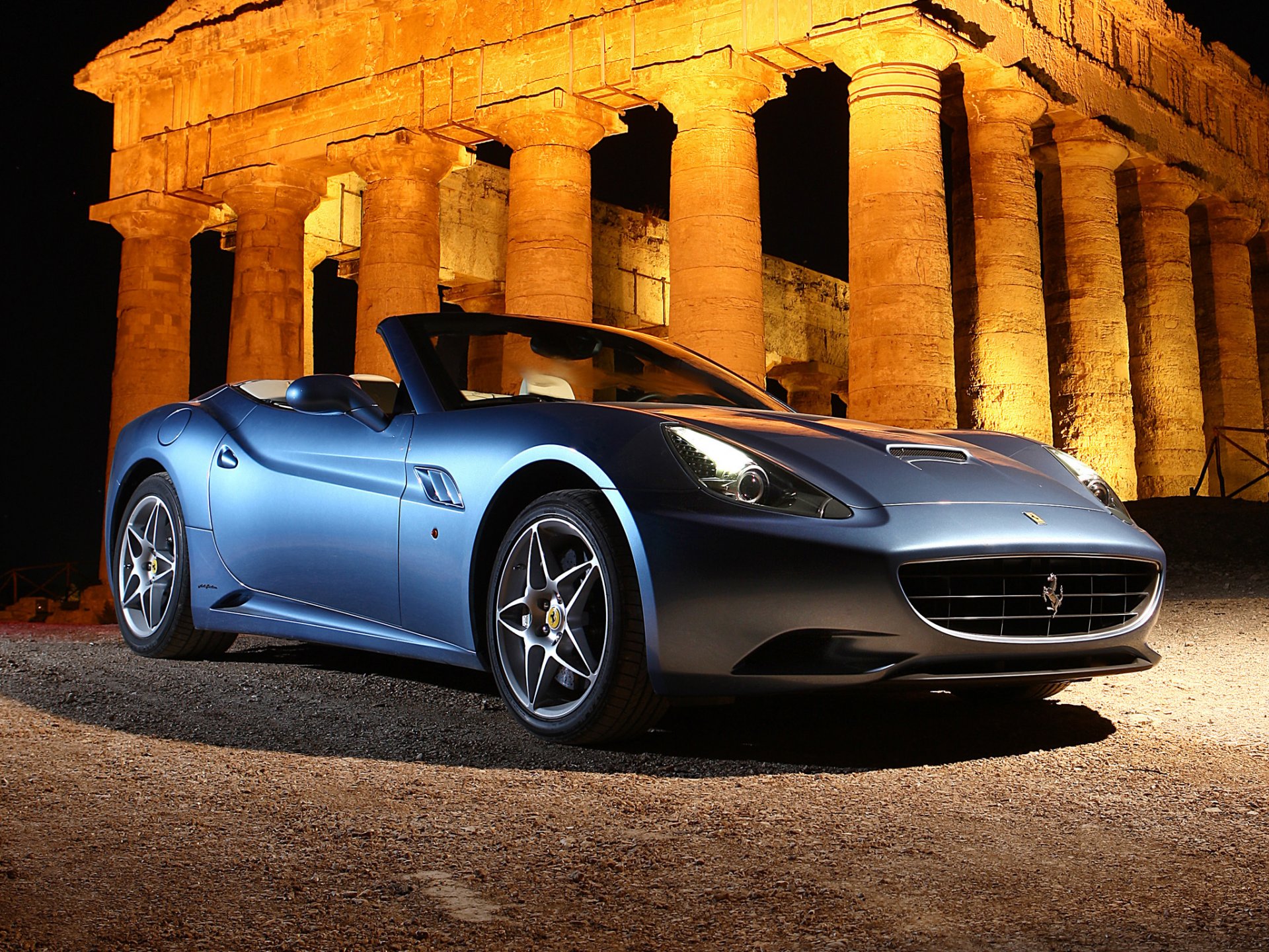 ferrari california ángulo coche luz columnas