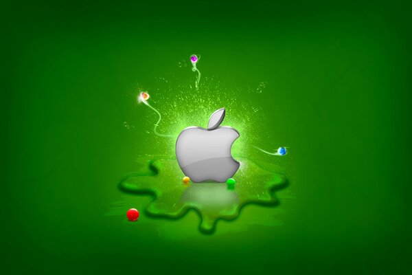 Apple logo on a green background