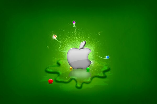 Logo apple su sfondo verde