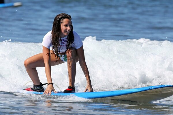 Girl on the surf, surfing, waves