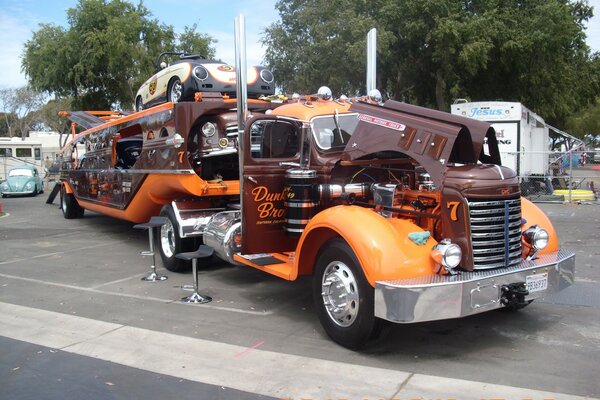 A very beautiful but strange orange car