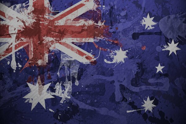 Drawing of the flag of Australia with paints