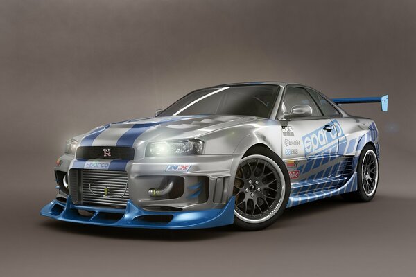 Nissan Skyline Tuning car. Exhibition of cars with airbrushing