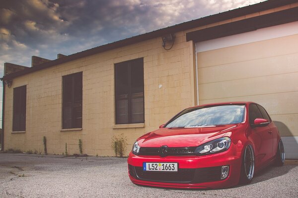 The red car. A bright car. Beautiful car. volkswagen beautiful photo