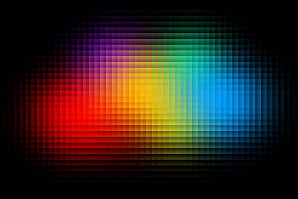 Multi-colored pixel image on a black background