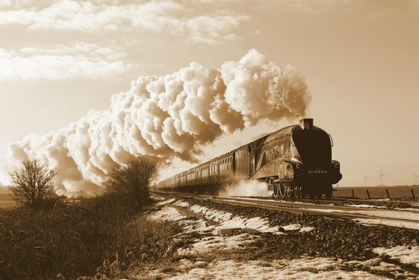 Foto antigua del tren. Foto antigua. El ferrocarril en los viejos tiempos