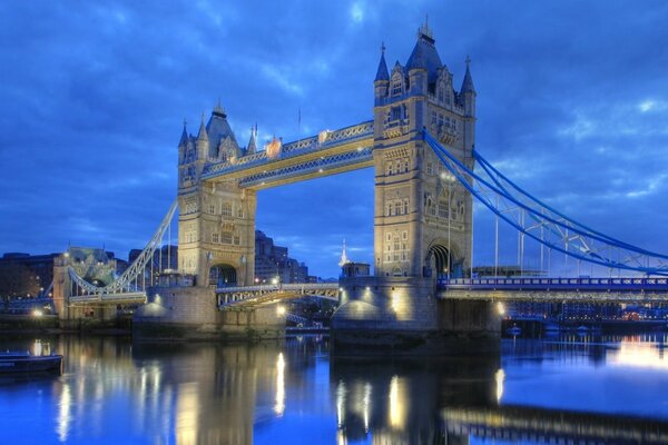 Tower Bridge against the night sky