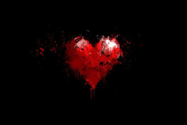 Red heart on a dark background