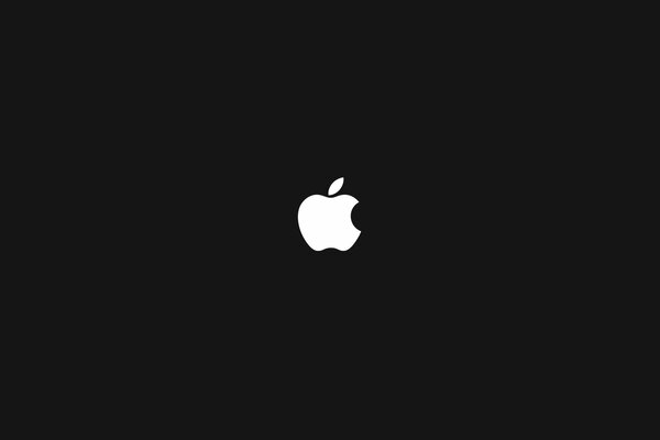 White apple logo on a black background