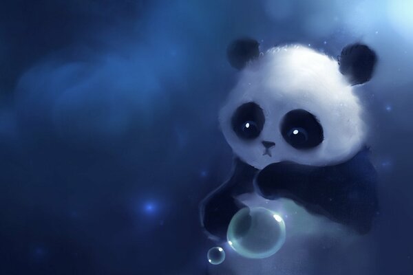 Animated drawing of a sad panda