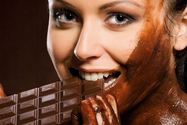 Portrait of a girl with chocolate