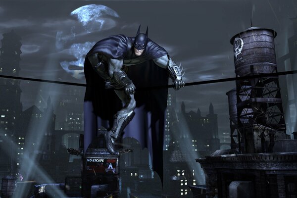 Batman dans la ville de nuit avec un masque et un imperméable