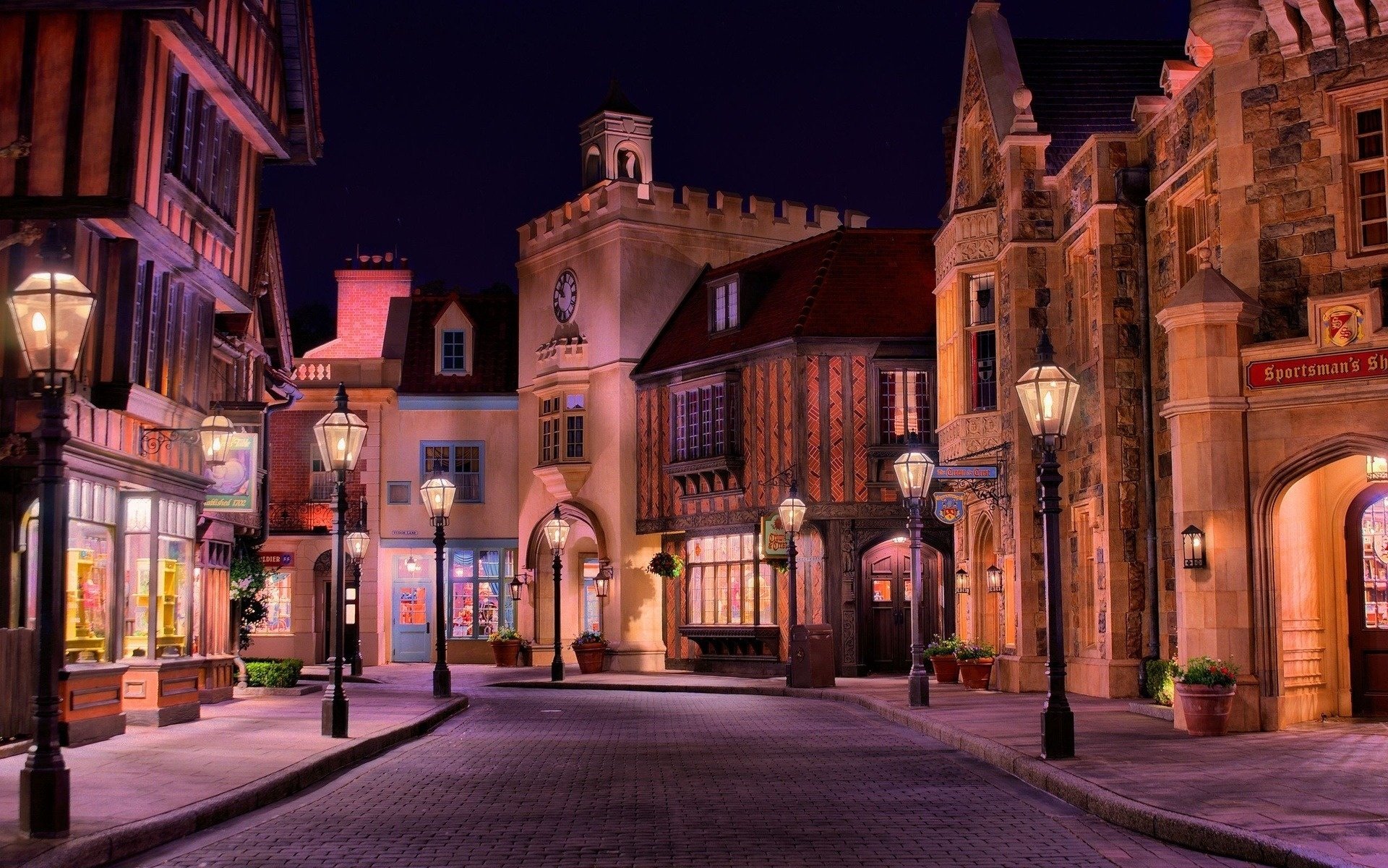 ville lumière soirée maison lanternes rue nuit lumières de la ville