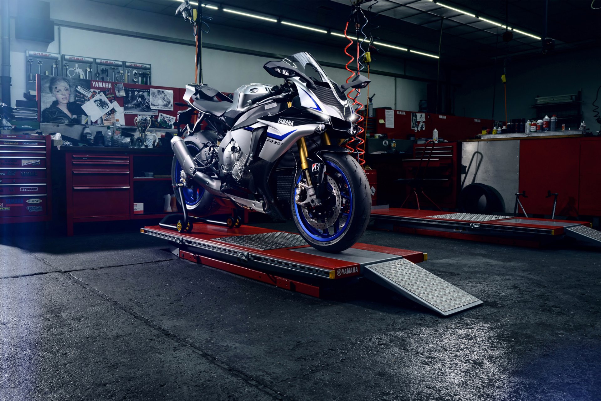 yamaha r1m węgla kolonia błysk niebieski motocykl sport superbike