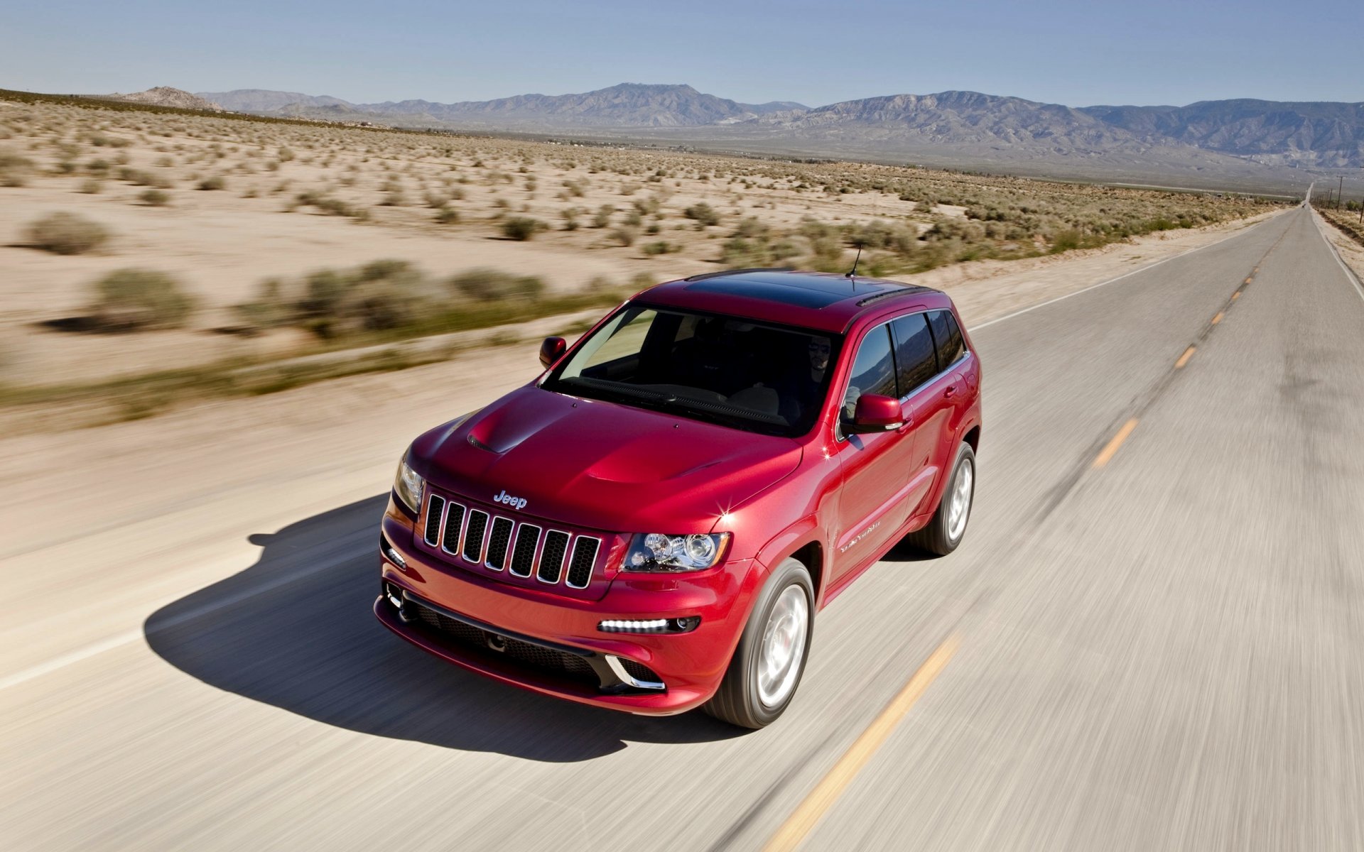 jeep grand cherokee front rot straße tag in bewegung auto suv