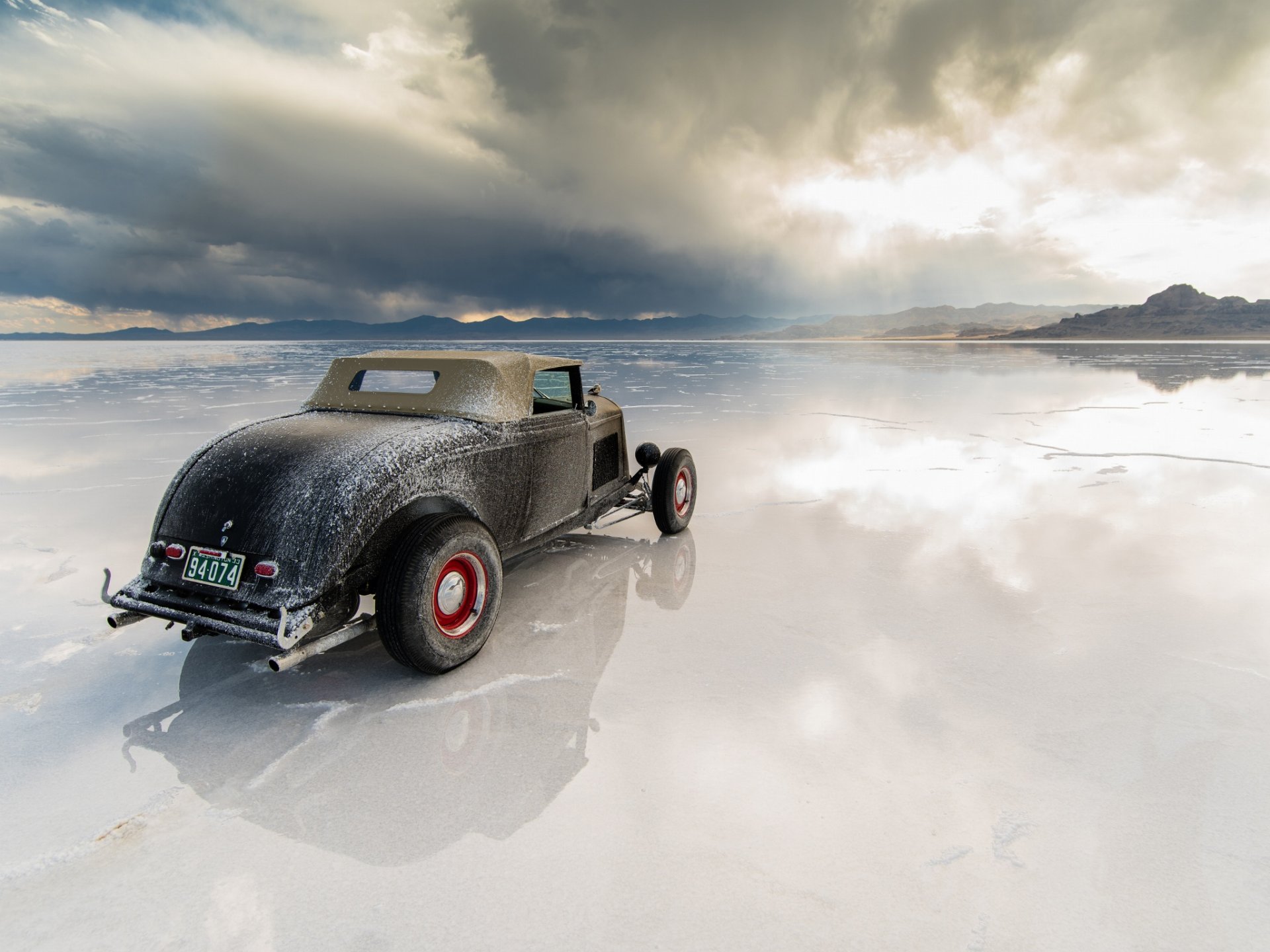 hot rod 1933 desierto utah noche reflexión