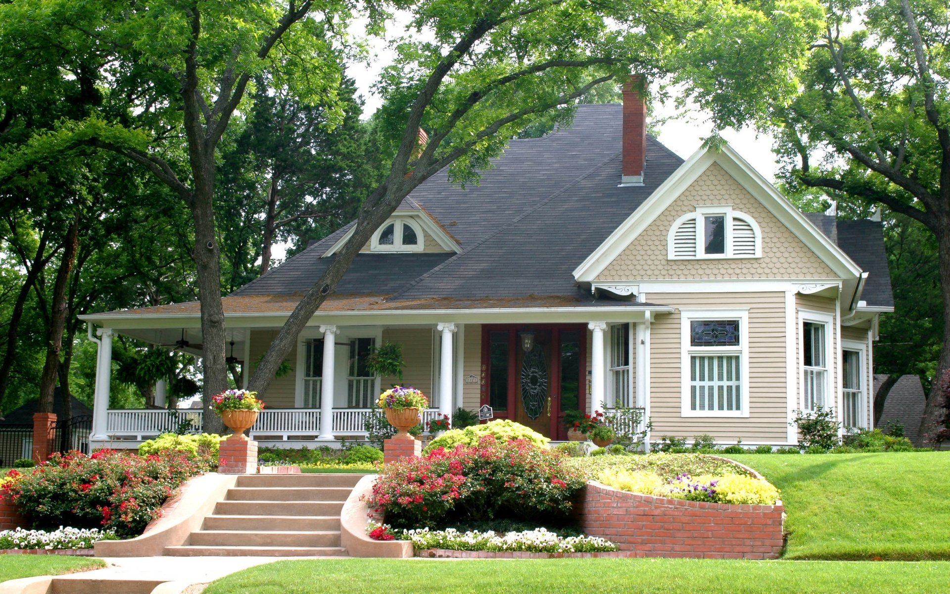 house flowers trees nature yard ladder leaves interior new york background greens street